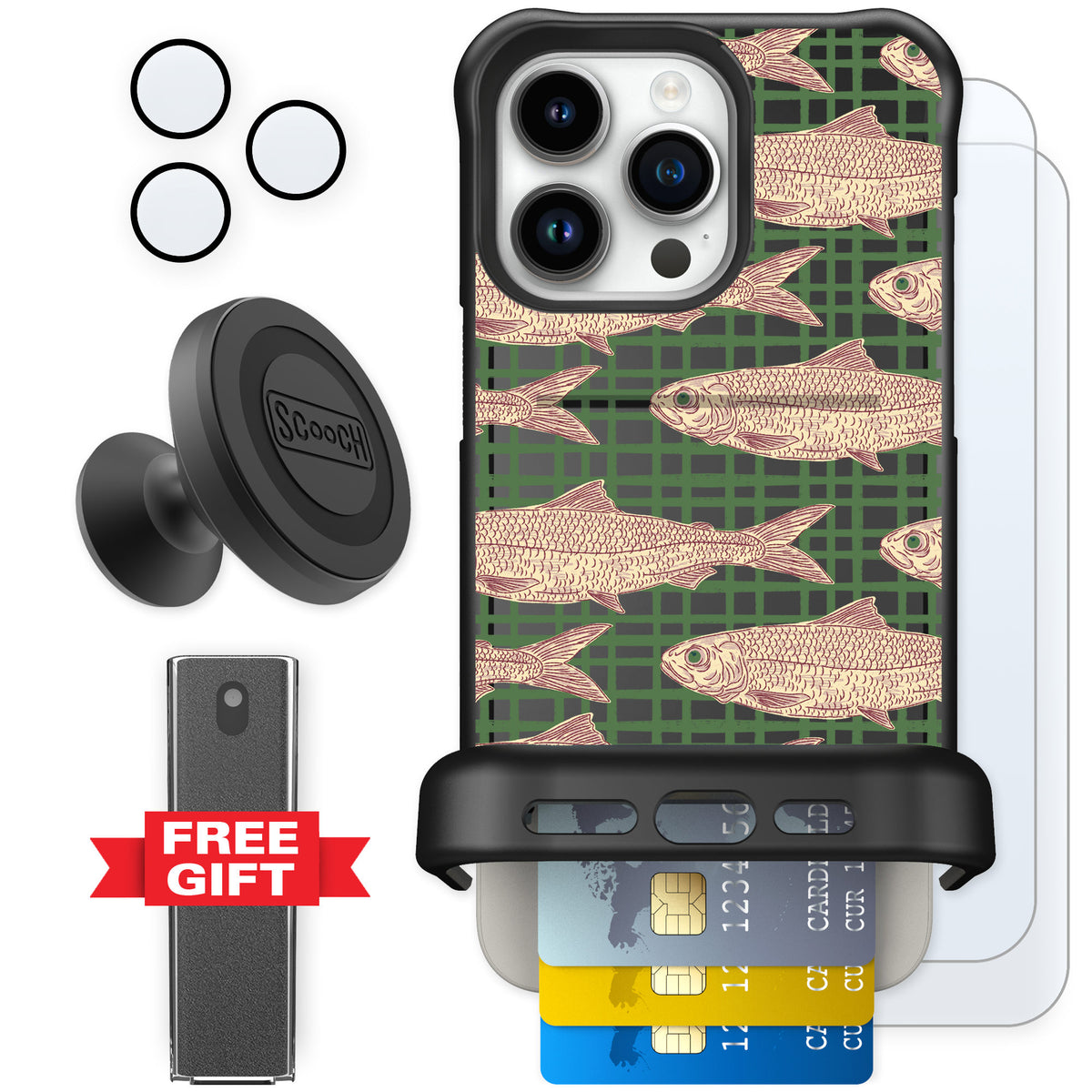 Scooch Wingmate Fresh Catch for iPhone 15 Pro Max — Defender Bundle