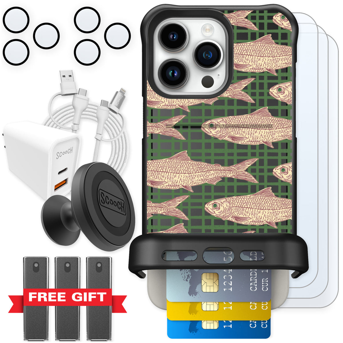 Scooch Wingmate Fresh Catch for iPhone 15 Pro Max — Ultimate Bundle