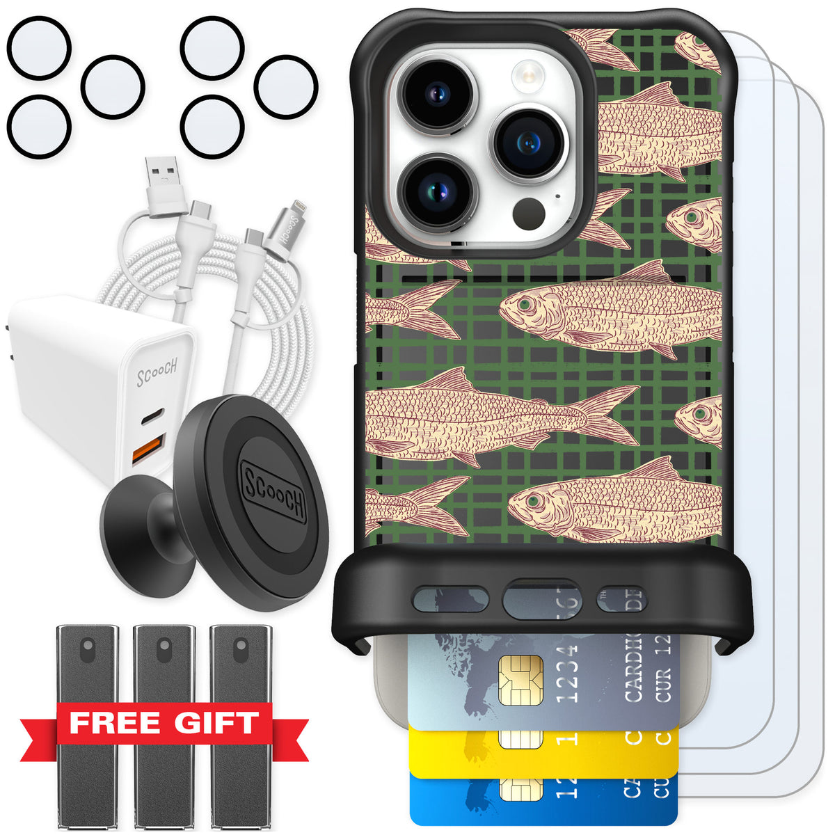 Scooch Wingmate Fresh Catch for iPhone 15 Pro — Ultimate Bundle