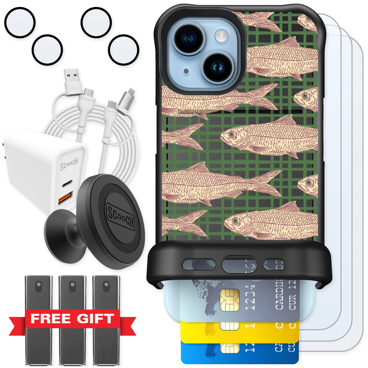 Scooch Wingmate Fresh Catch for iPhone 15 — Ultimate Bundle