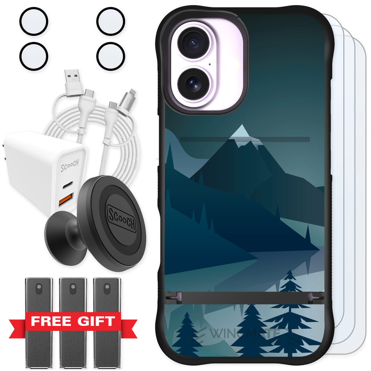 Scooch Wingmate Midnight Ridge for iPhone 17 — Ultimate Bundle