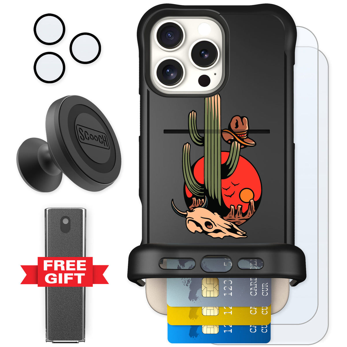 Scooch Wingmate Cactus Flash for iPhone 16 Pro Max — Defender Bundle