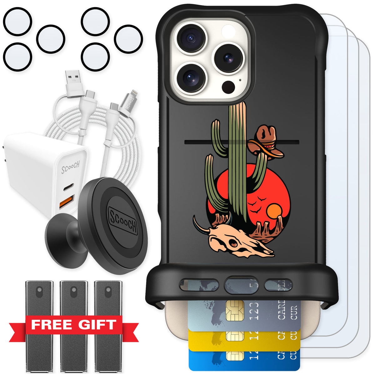 Scooch Wingmate Cactus Flash for iPhone 16 Pro Max — Ultimate Bundle