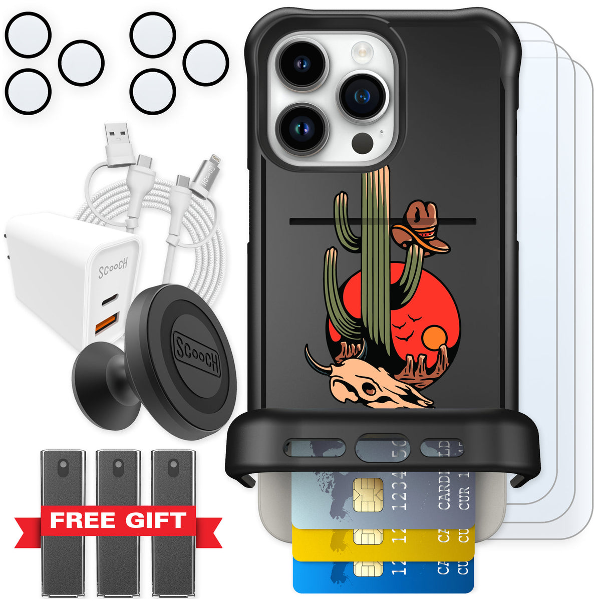 Scooch Wingmate Cactus Flash for iPhone 15 Pro Max — Ultimate Bundle