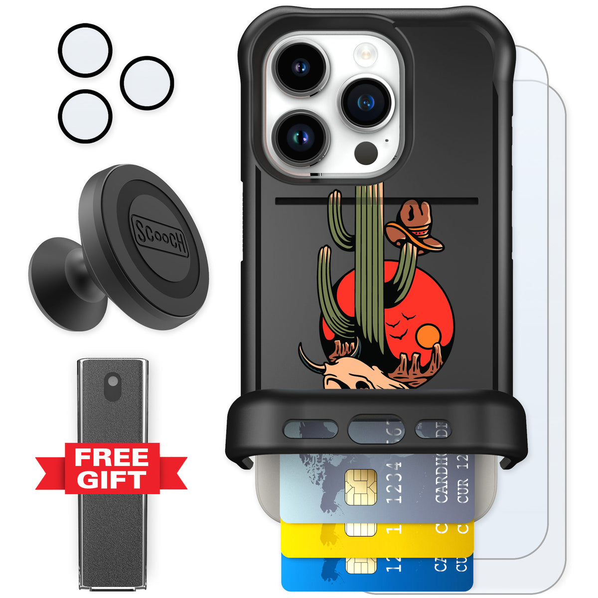 Scooch Wingmate Cactus Flash for iPhone 15 Pro — Defender Bundle