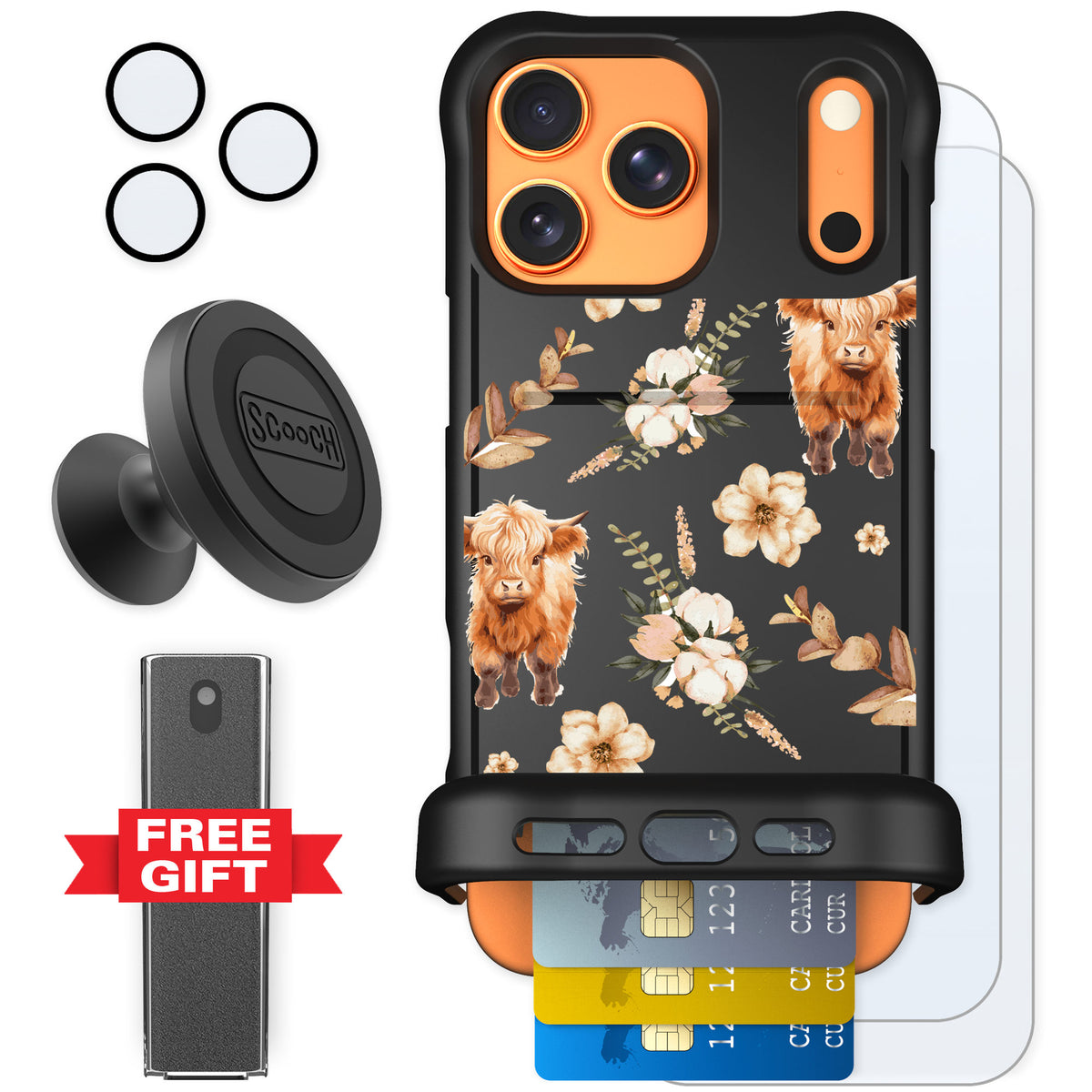 Scooch Wingmate Baby Cow for iPhone 17 Pro Max β Defender Bundle