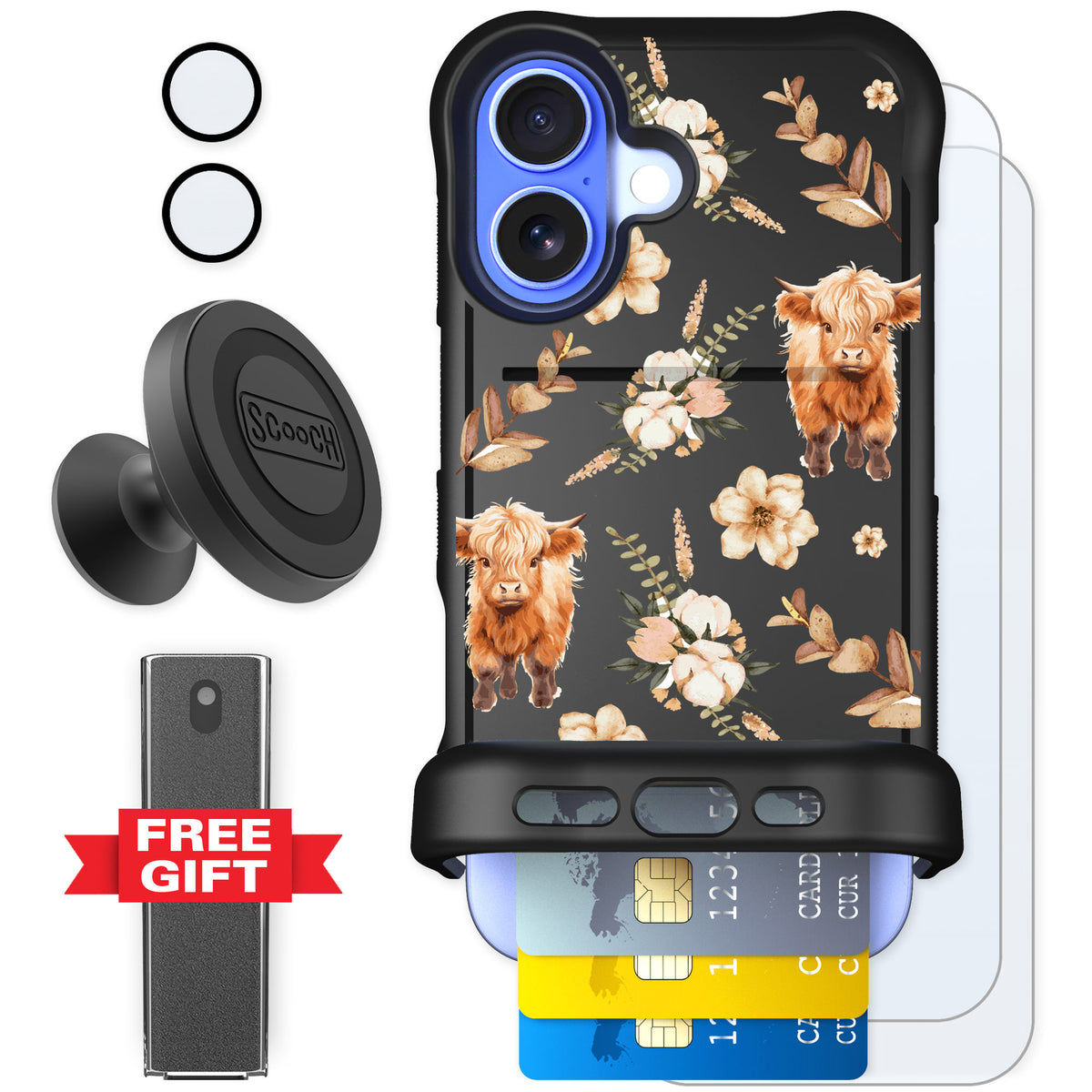 Scooch Wingmate Baby Cow for iPhone 16 β Defender Bundle