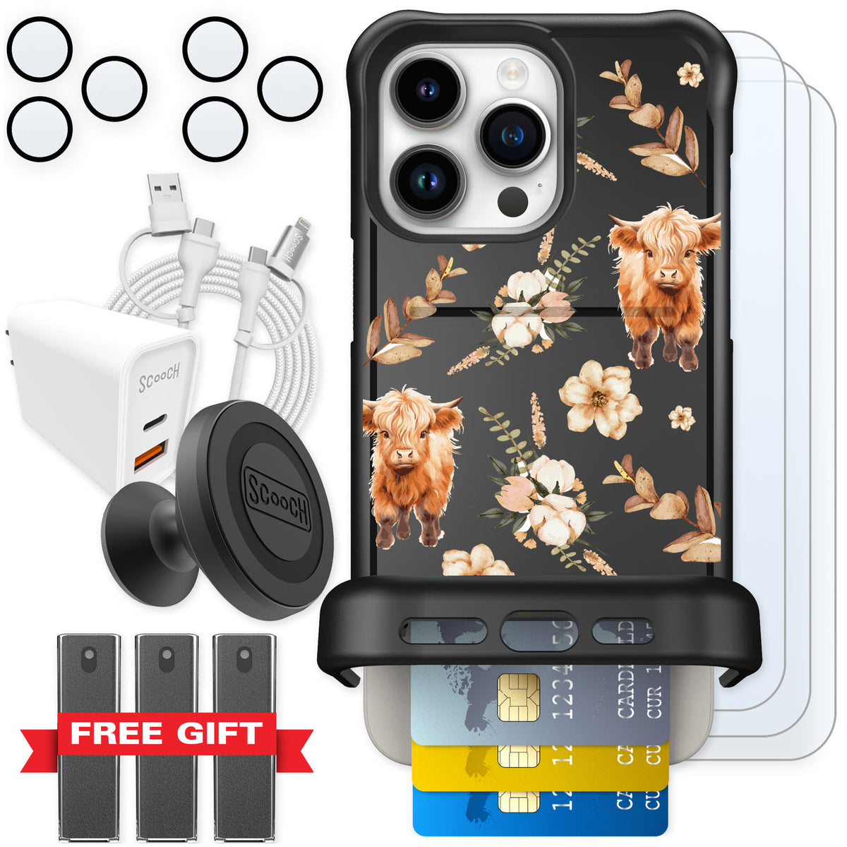 Scooch Wingmate Baby Cow for iPhone 15 Pro Max β Ultimate Bundle