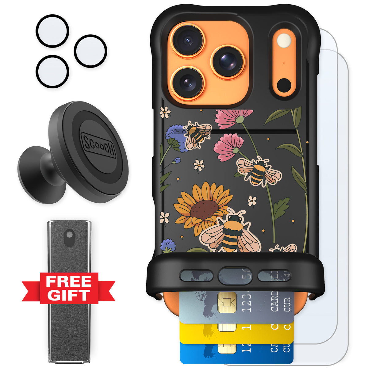 Scooch Wingmate Bee Happy for iPhone 17 Pro — Defender Bundle