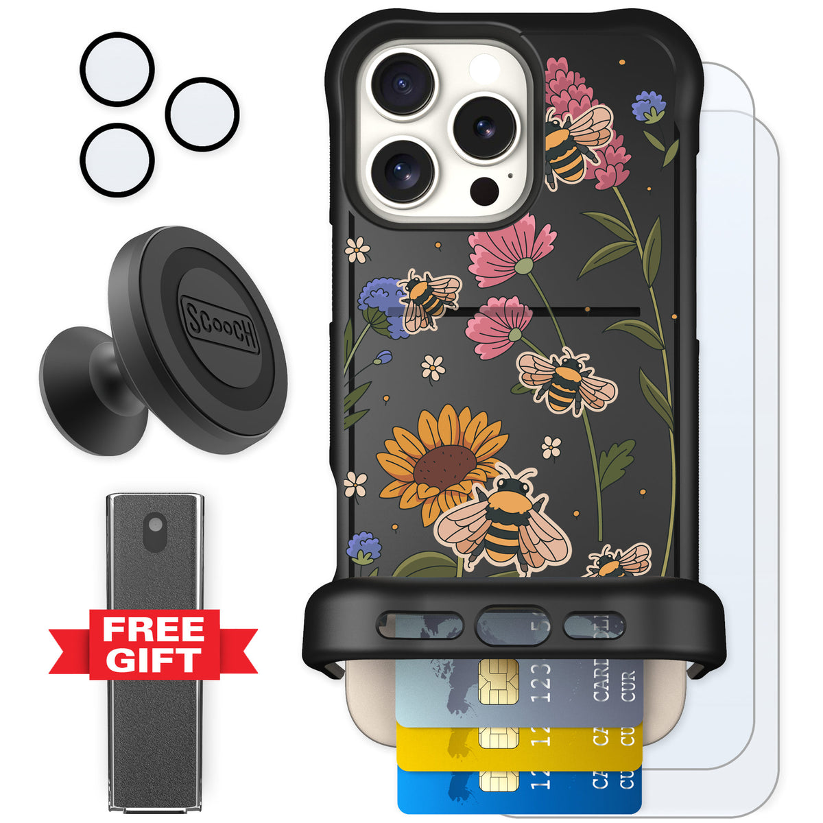 Scooch Wingmate Bee Happy for iPhone 16 Pro Max — Defender Bundle