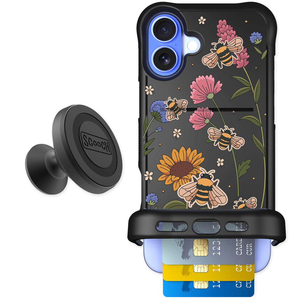 Scooch Wingmate Bee Happy for iPhone 16 Plus — Starter Bundle