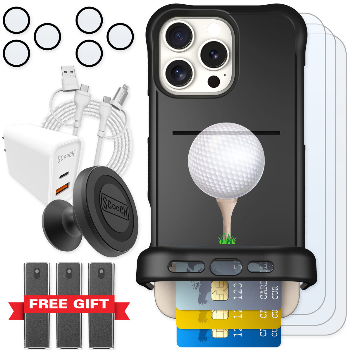 Scooch Wingmate Tee Time for iPhone 16 Pro Max β Ultimate Bundle