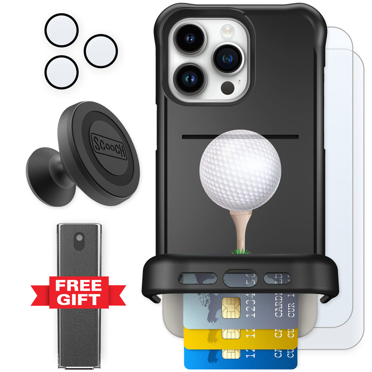 Scooch Wingmate Tee Time for iPhone 15 Pro Max β Defender Bundle