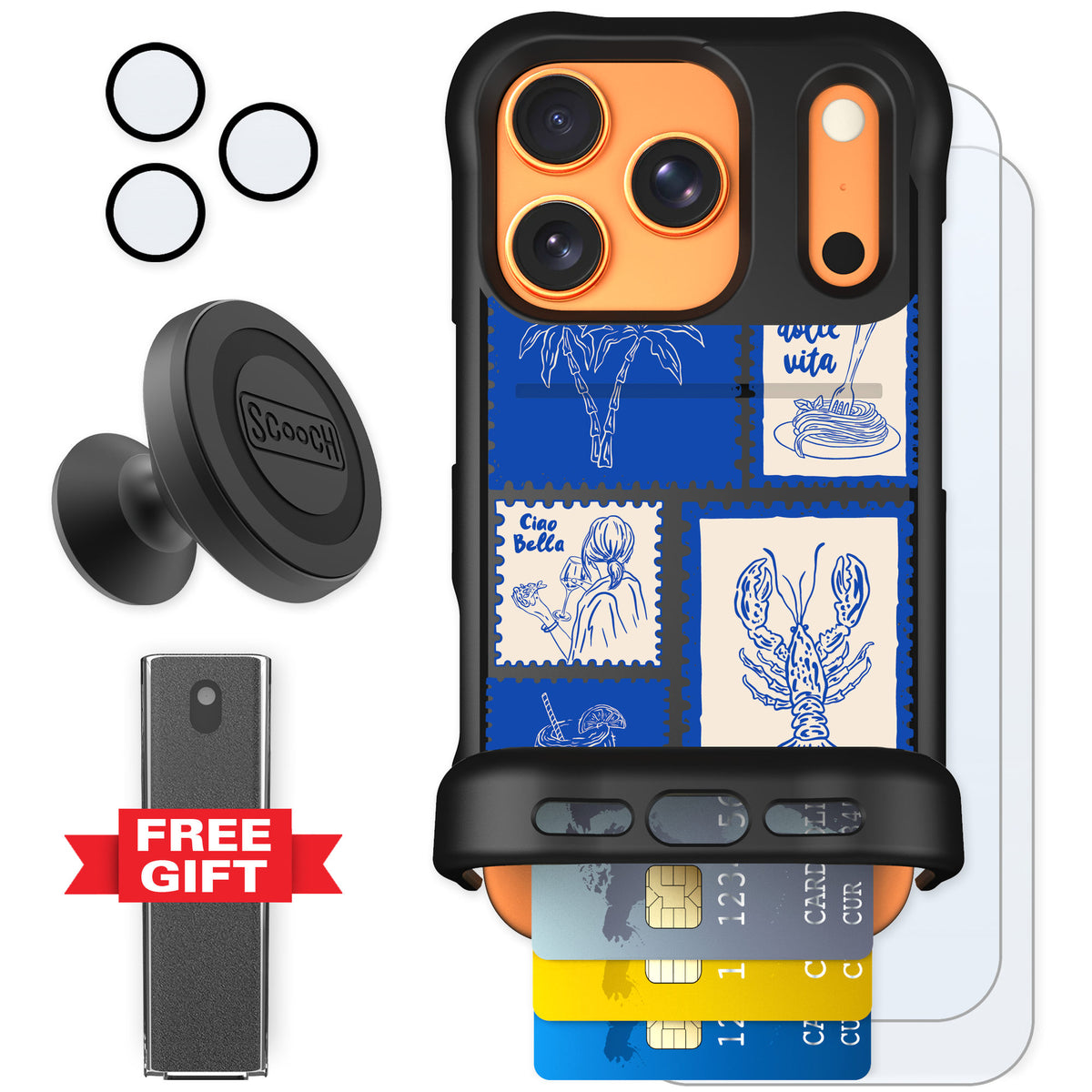 Scooch Wingmate Euro Summer for iPhone 17 Pro — Defender Bundle