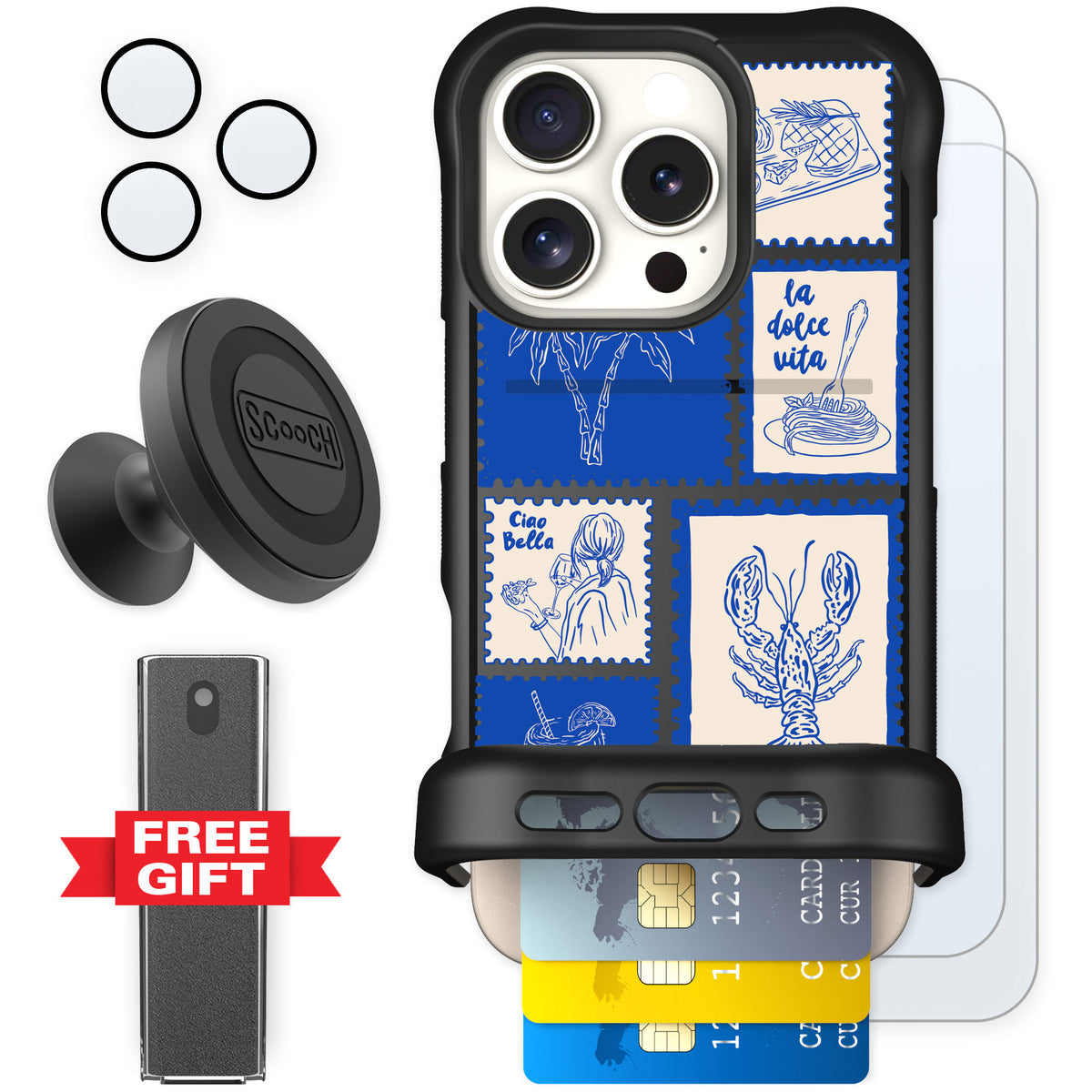 Scooch Wingmate Euro Summer for iPhone 16 Pro — Defender Bundle