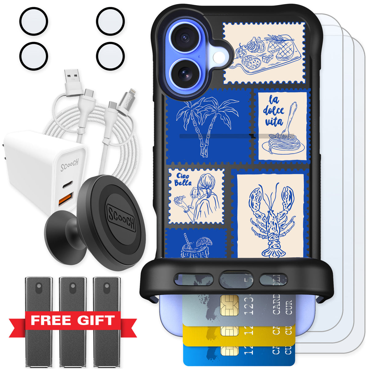 Scooch Wingmate Euro Summer for iPhone 16 Plus — Ultimate Bundle