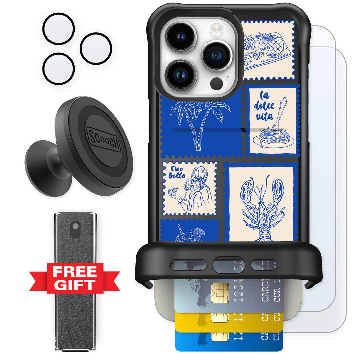 Scooch Wingmate Euro Summer for iPhone 15 Pro Max — Defender Bundle