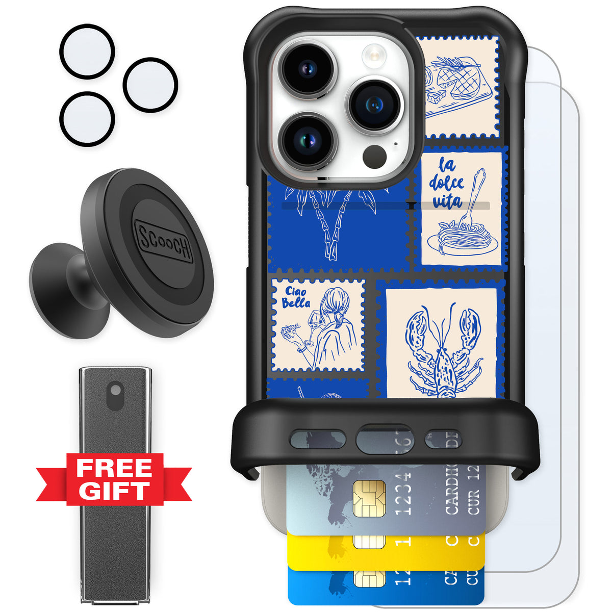 Scooch Wingmate Euro Summer for iPhone 15 Pro — Defender Bundle