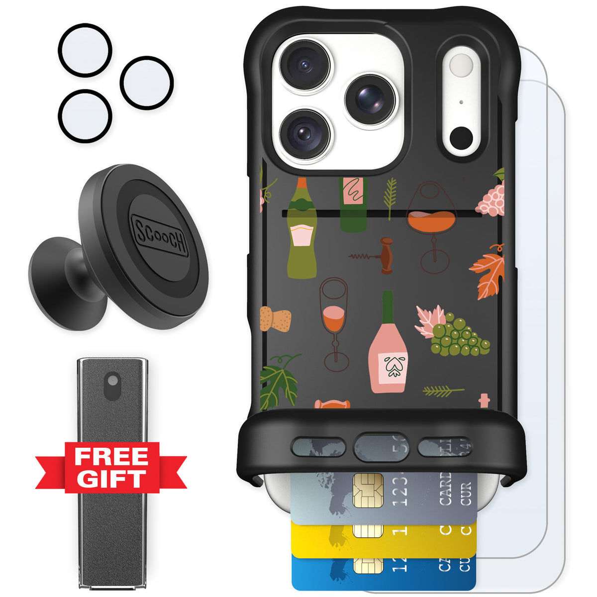 Scooch Wingmate Vino Vibes for iPhone 18 Pro — Defender Bundle