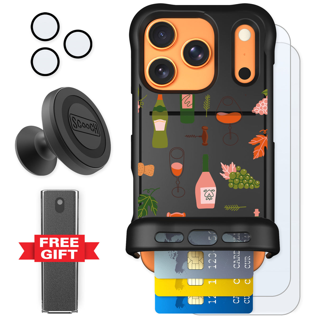 Scooch Wingmate Vino Vibes for iPhone 17 Pro — Defender Bundle