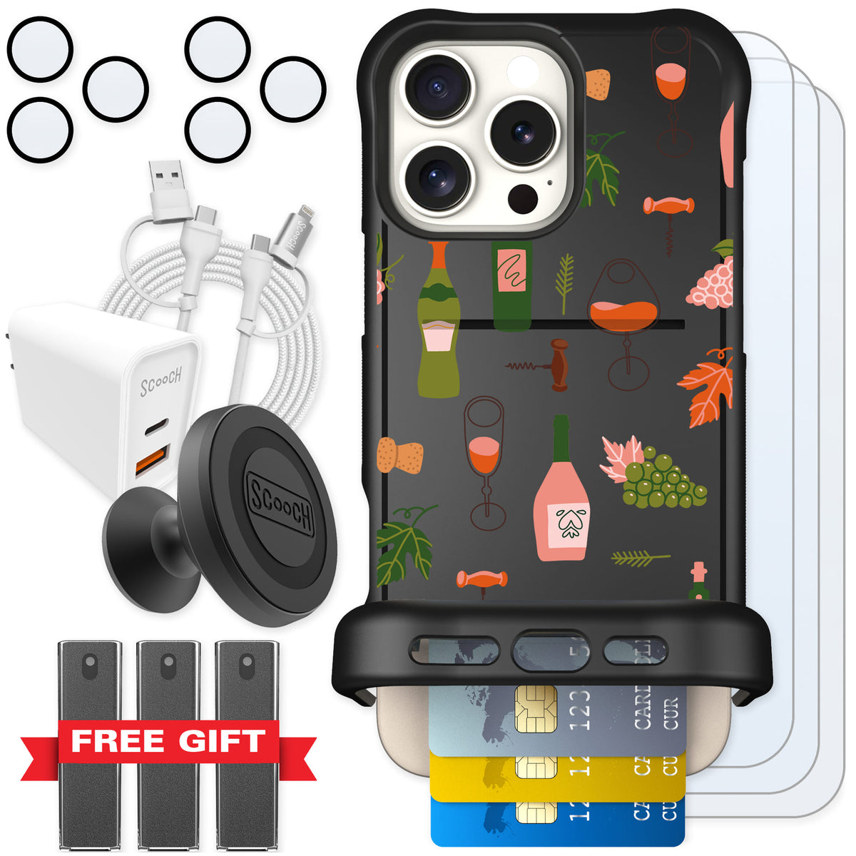 Scooch Wingmate Vino Vibes for iPhone 16 Pro Max — Ultimate Bundle