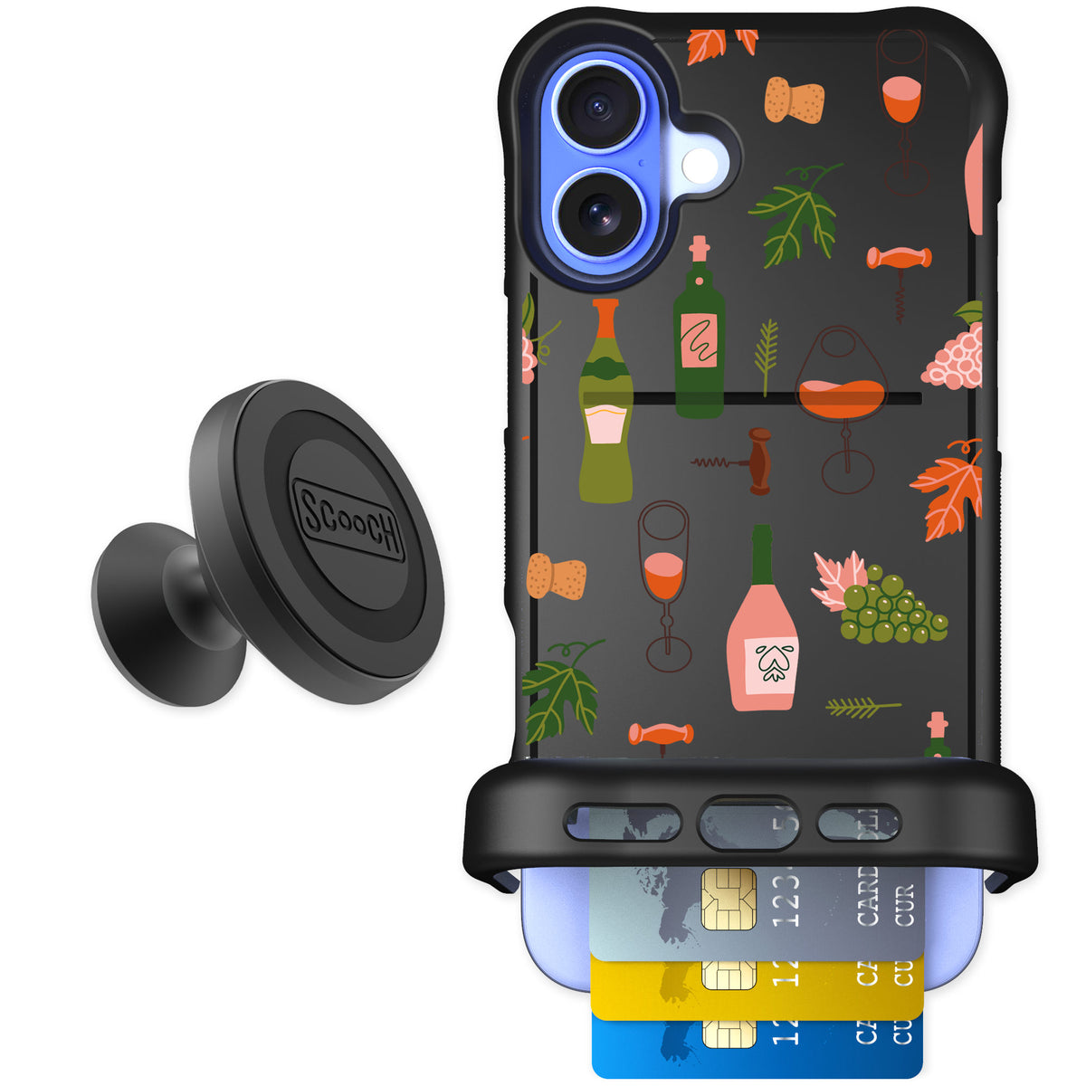 Scooch Wingmate Vino Vibes for iPhone 16 Plus — Starter Bundle