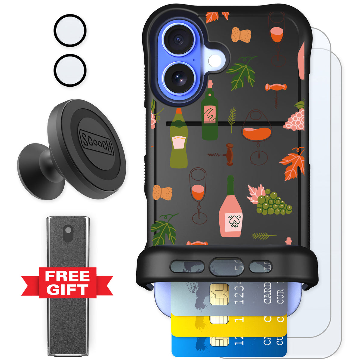 Scooch Wingmate Vino Vibes for iPhone 16 — Defender Bundle