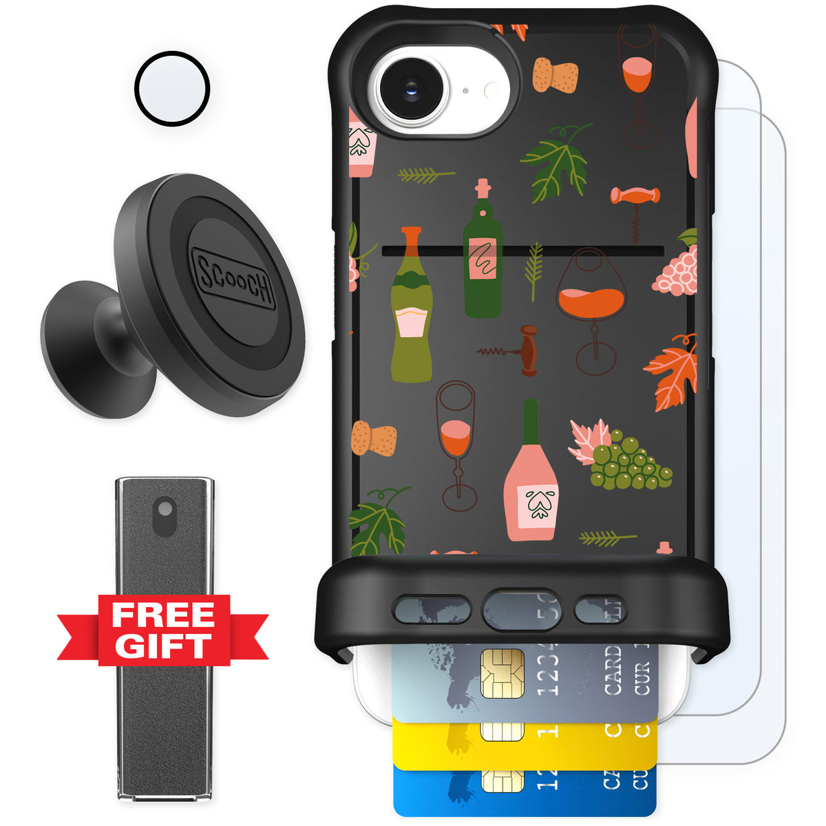 Scooch Wingmate Vino Vibes for iPhone 16e — Defender Bundle