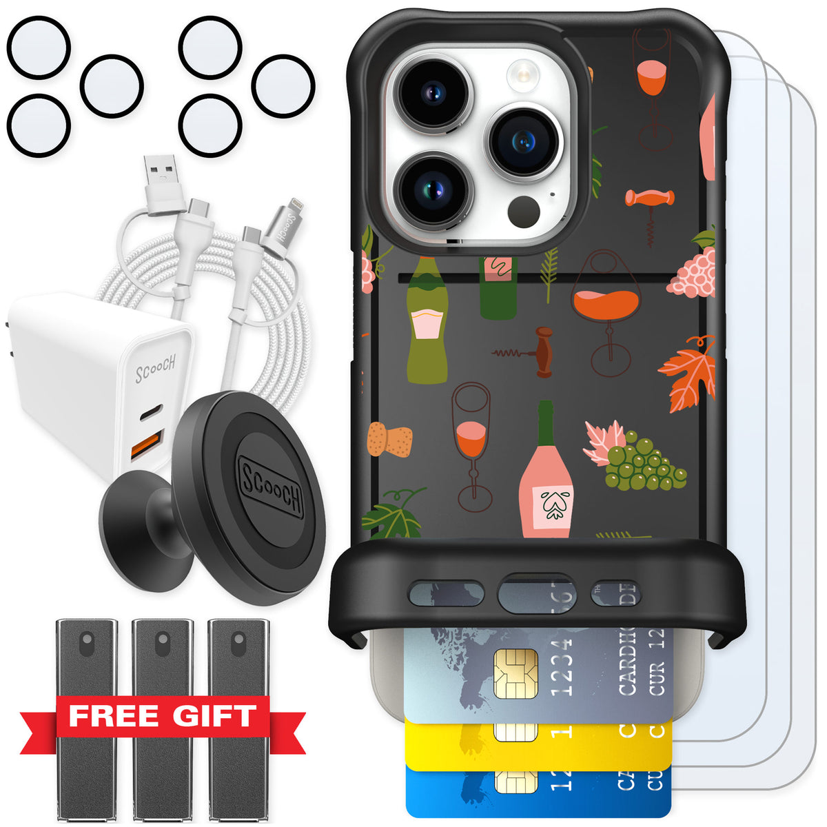 Scooch Wingmate Vino Vibes for iPhone 15 Pro — Ultimate Bundle