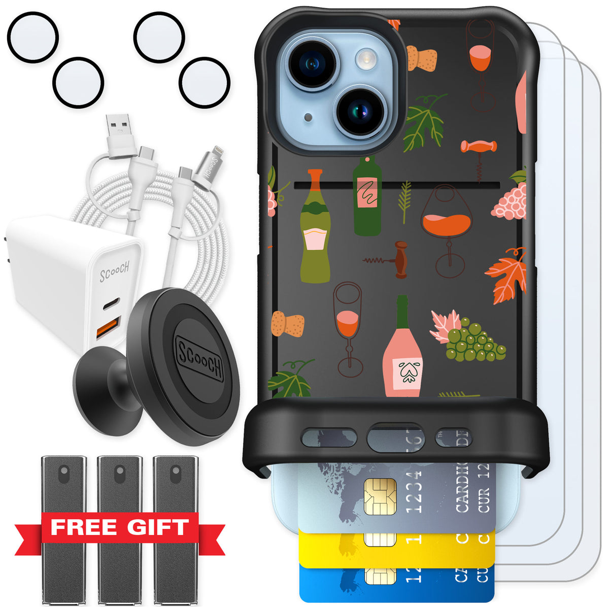 Scooch Wingmate Vino Vibes for iPhone 15 — Ultimate Bundle