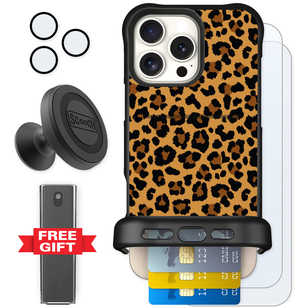 Scooch Wingmate Fierce Feline for iPhone 16 Pro Max — Defender Bundle