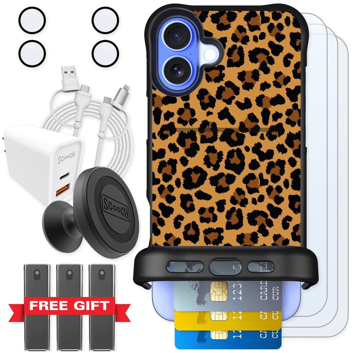 Scooch Wingmate Fierce Feline for iPhone 16 Plus — Ultimate Bundle