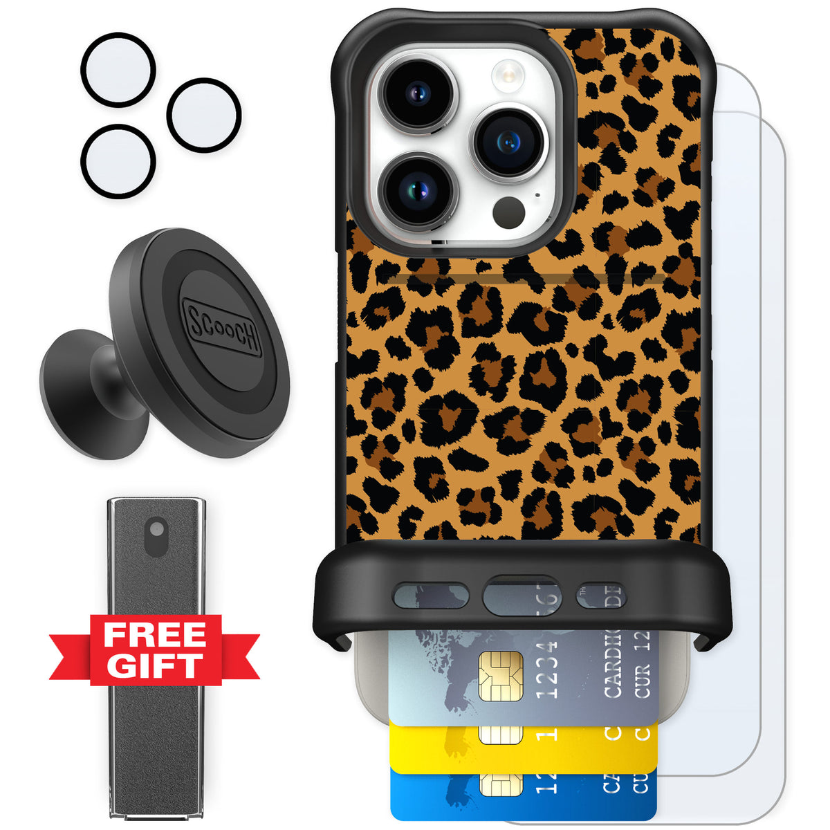Scooch Wingmate Fierce Feline for iPhone 15 Pro — Defender Bundle