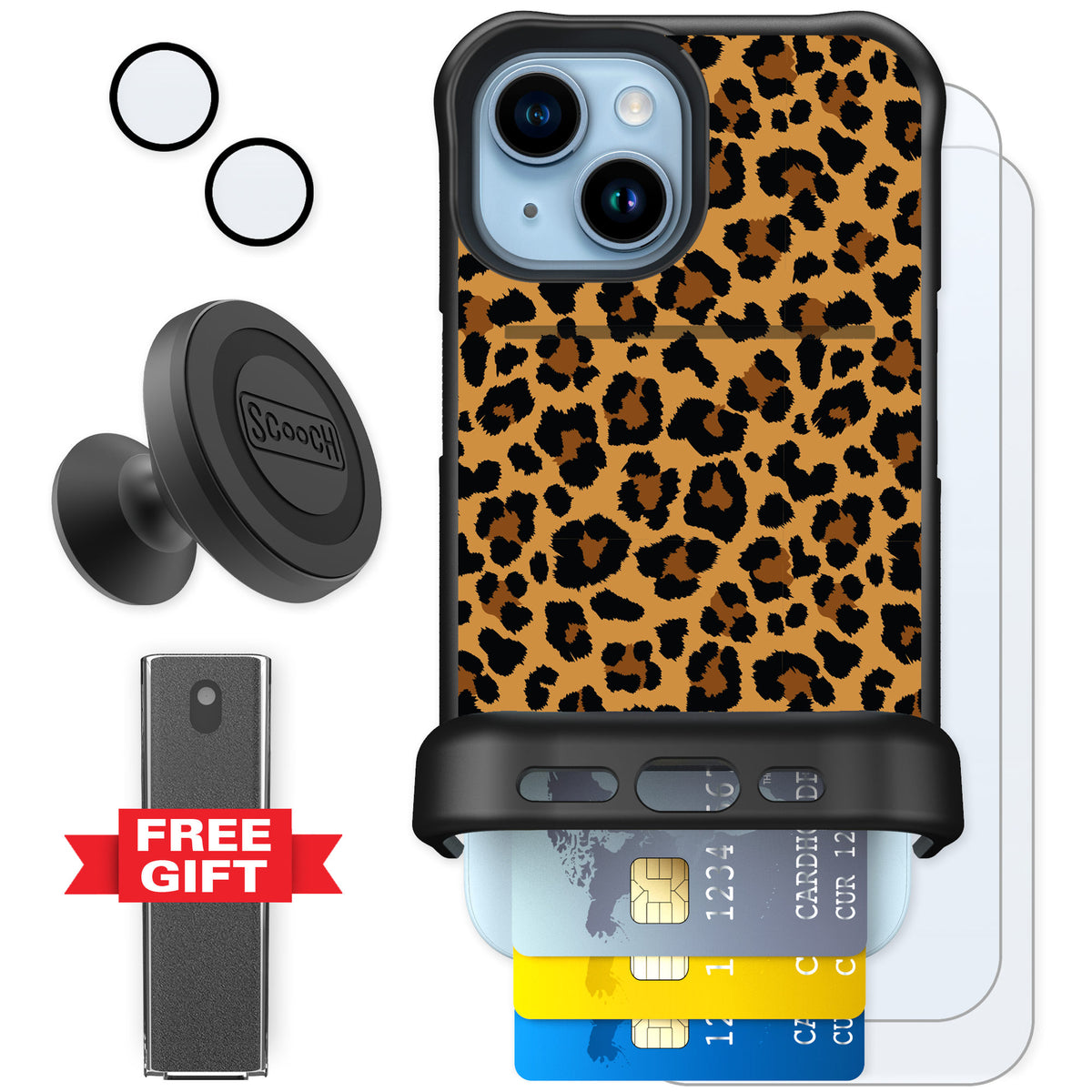 Scooch Wingmate Fierce Feline for iPhone 15 — Defender Bundle