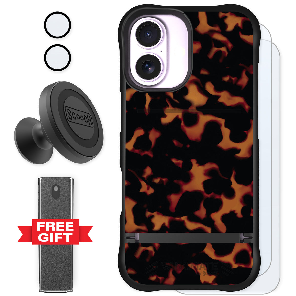 Scooch Wingmate Tortoise Shell for iPhone 17 — Defender Bundle