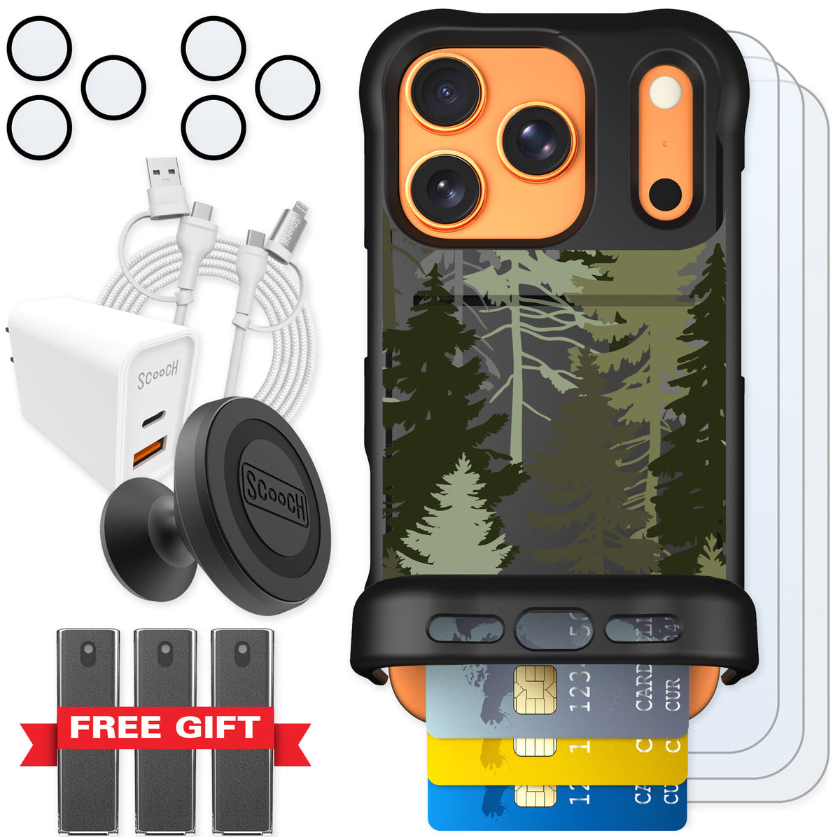 Scooch Wingmate Hidden Pines for iPhone 17 Pro — Ultimate Bundle