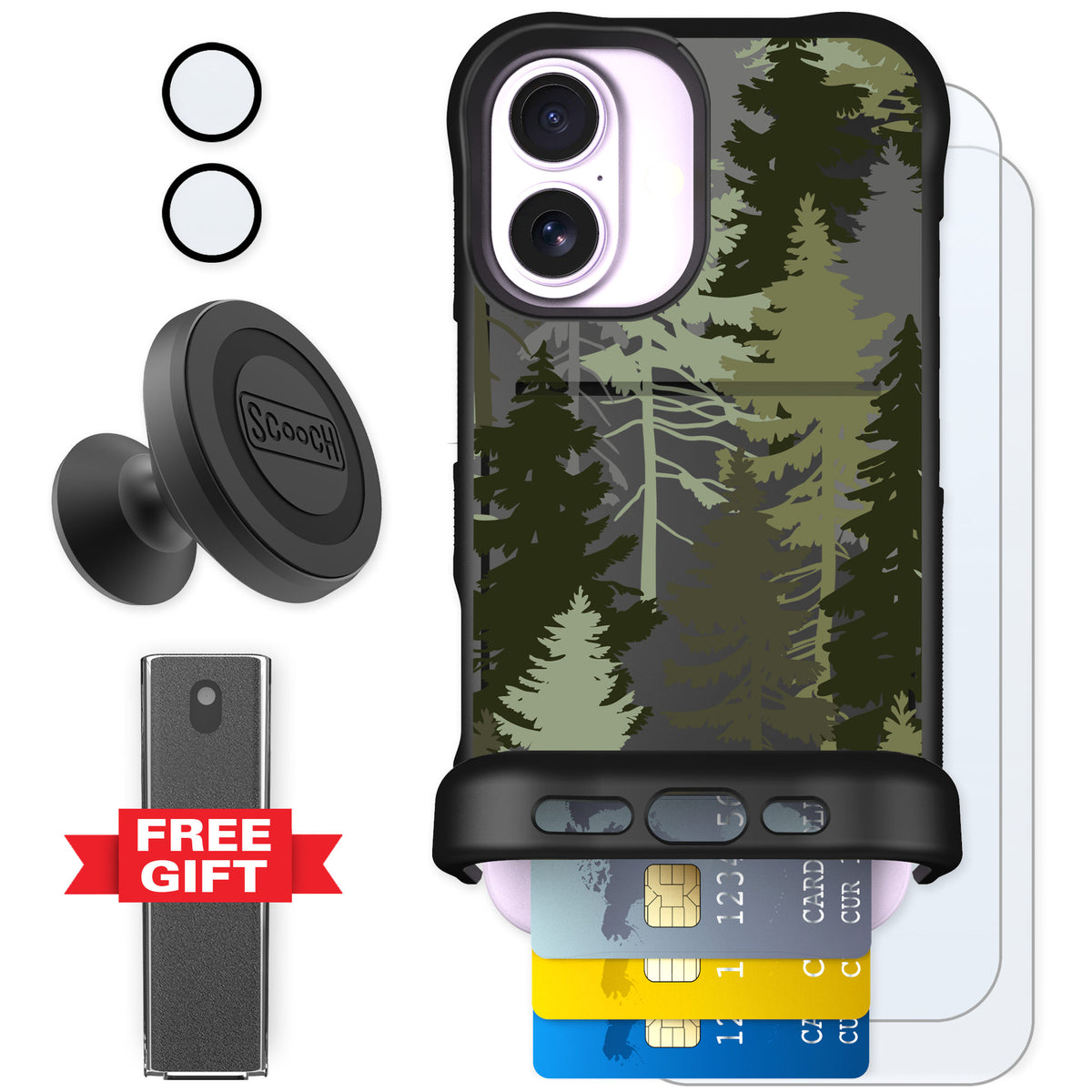Scooch Wingmate Hidden Pines for iPhone 17 — Defender Bundle