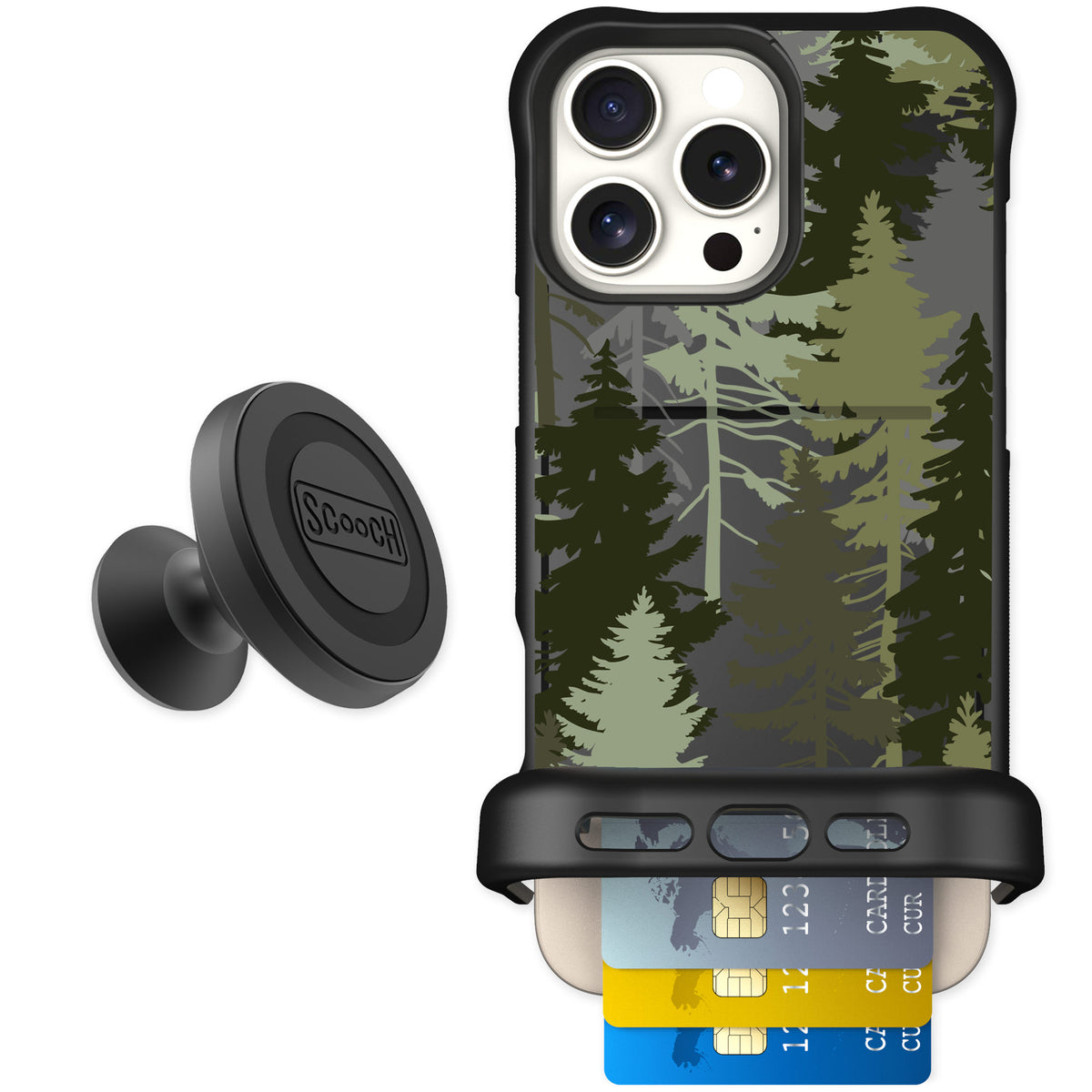 Scooch Wingmate Hidden Pines for iPhone 16 Pro Max — Starter Bundle