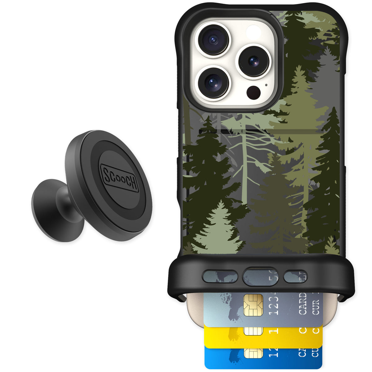Scooch Wingmate Hidden Pines for iPhone 16 Pro — Starter Bundle