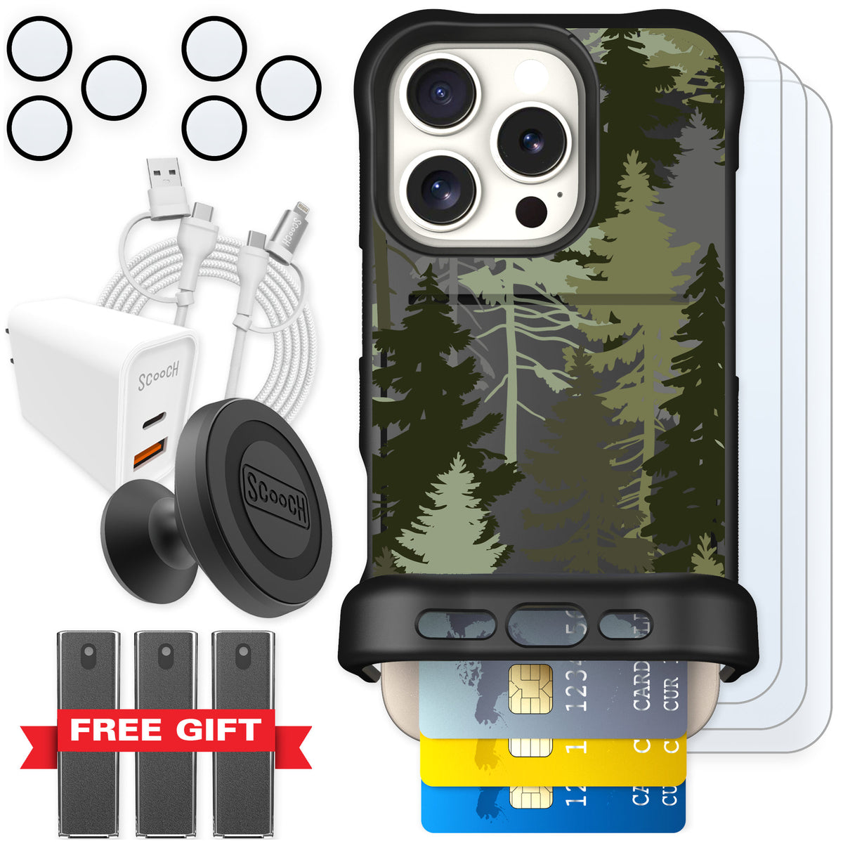Scooch Wingmate Hidden Pines for iPhone 16 Pro — Ultimate Bundle
