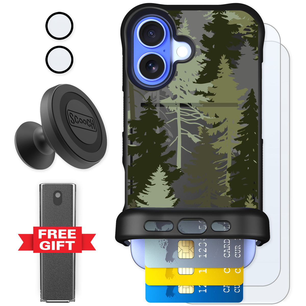 Scooch Wingmate Hidden Pines for iPhone 16 — Defender Bundle