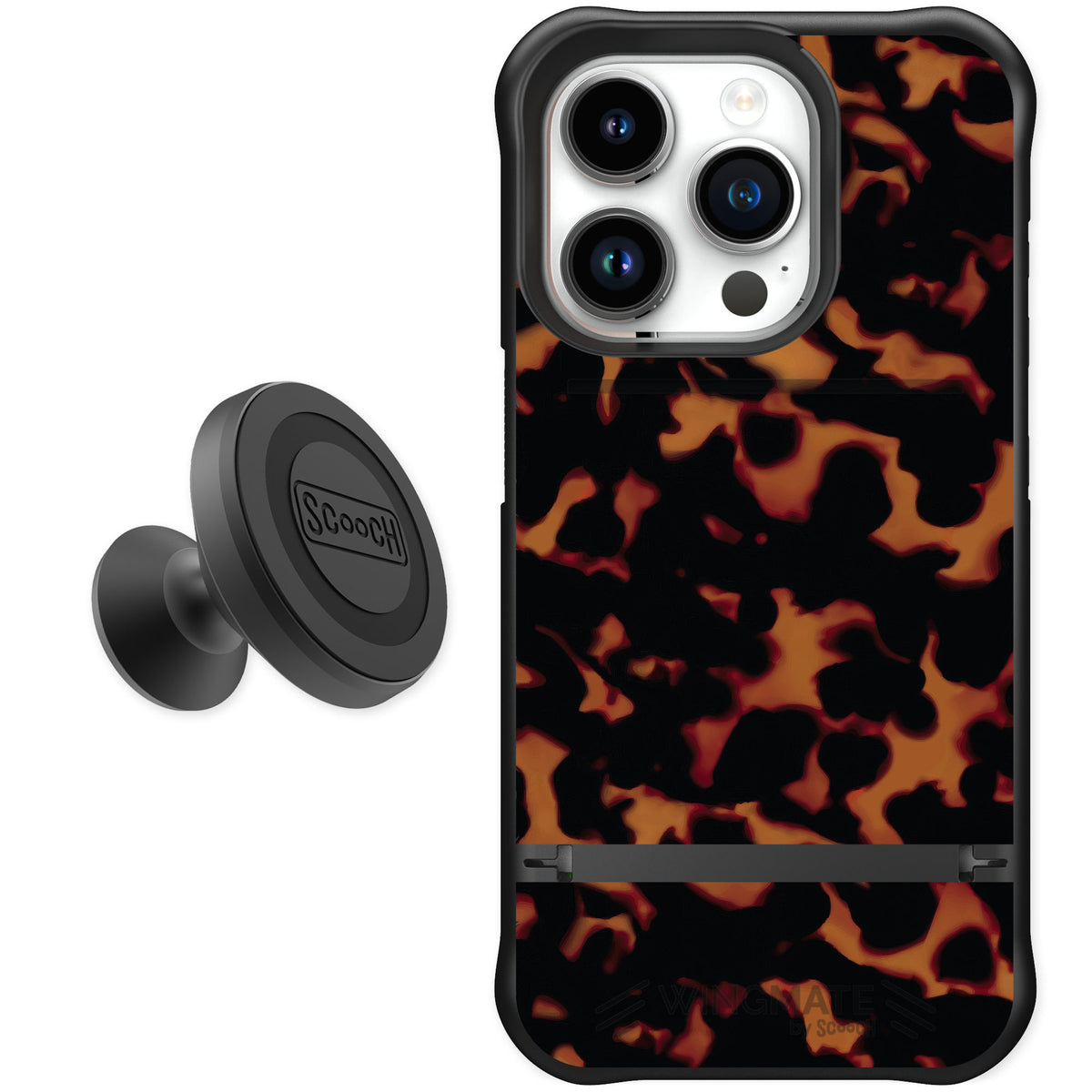 Scooch Wingmate Tortoise Shell for iPhone 15 Pro — Starter Bundle