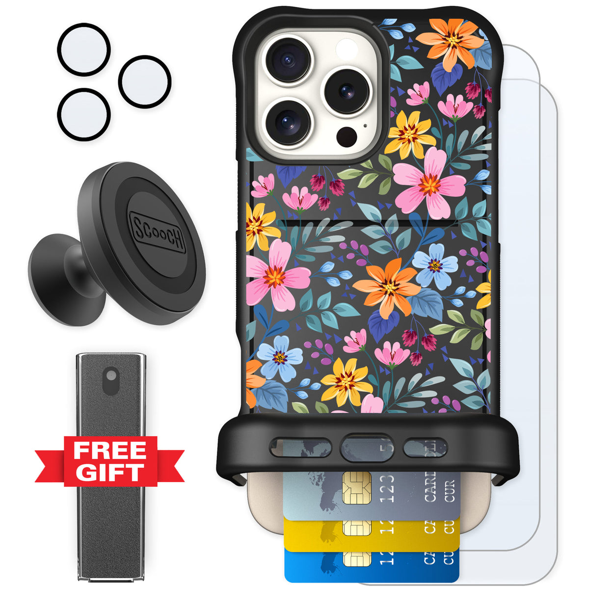 Scooch Wingmate Full Bloom for iPhone 16 Pro Max — Defender Bundle