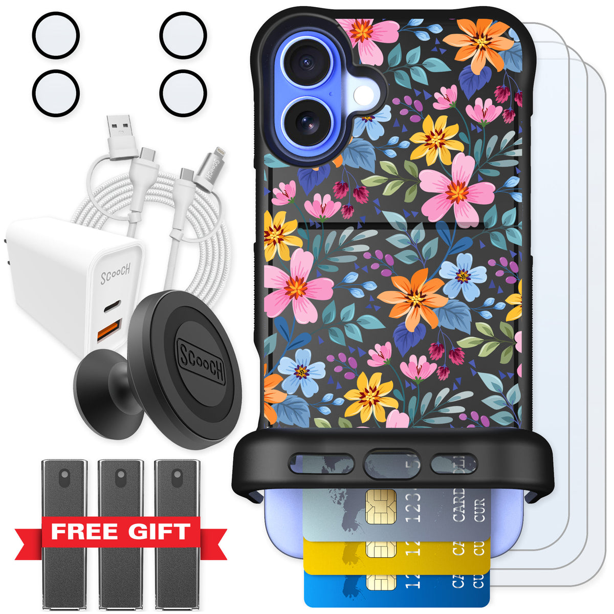 Scooch Wingmate Full Bloom for iPhone 16 Plus — Ultimate Bundle