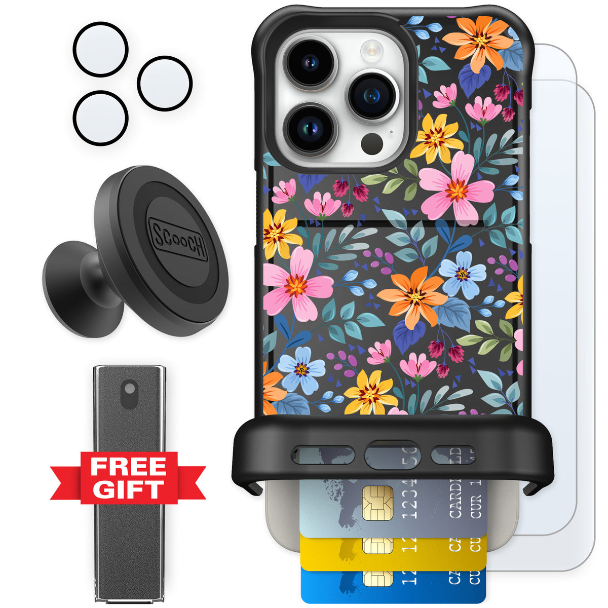 Scooch Wingmate Full Bloom for iPhone 15 Pro Max — Defender Bundle