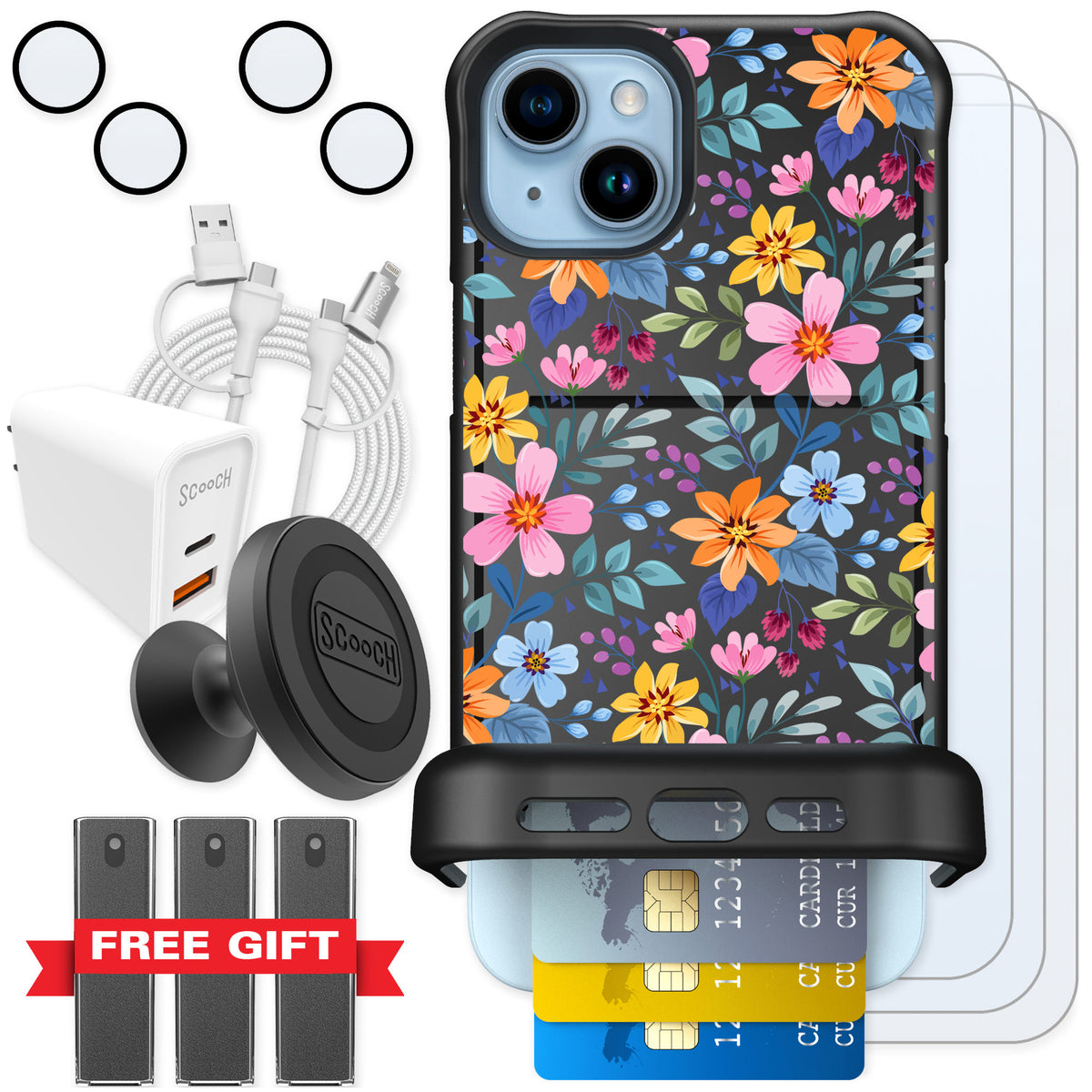 Scooch Wingmate Full Bloom for iPhone 15 Plus — Ultimate Bundle
