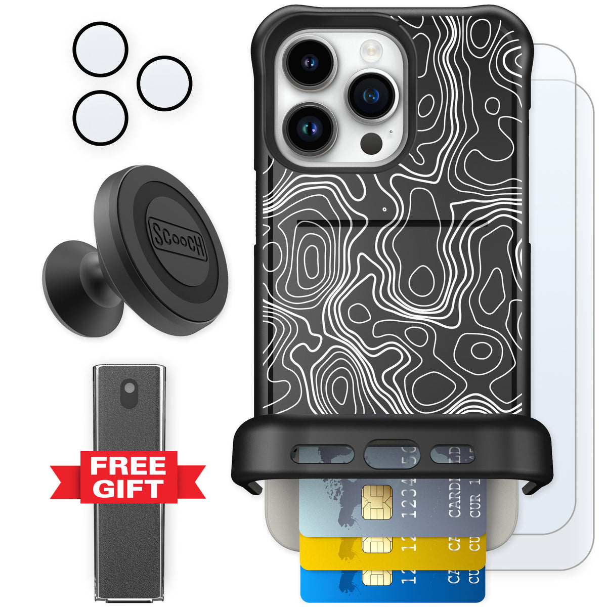 Scooch Wingmate Topography for iPhone 15 Pro Max — Defender Bundle