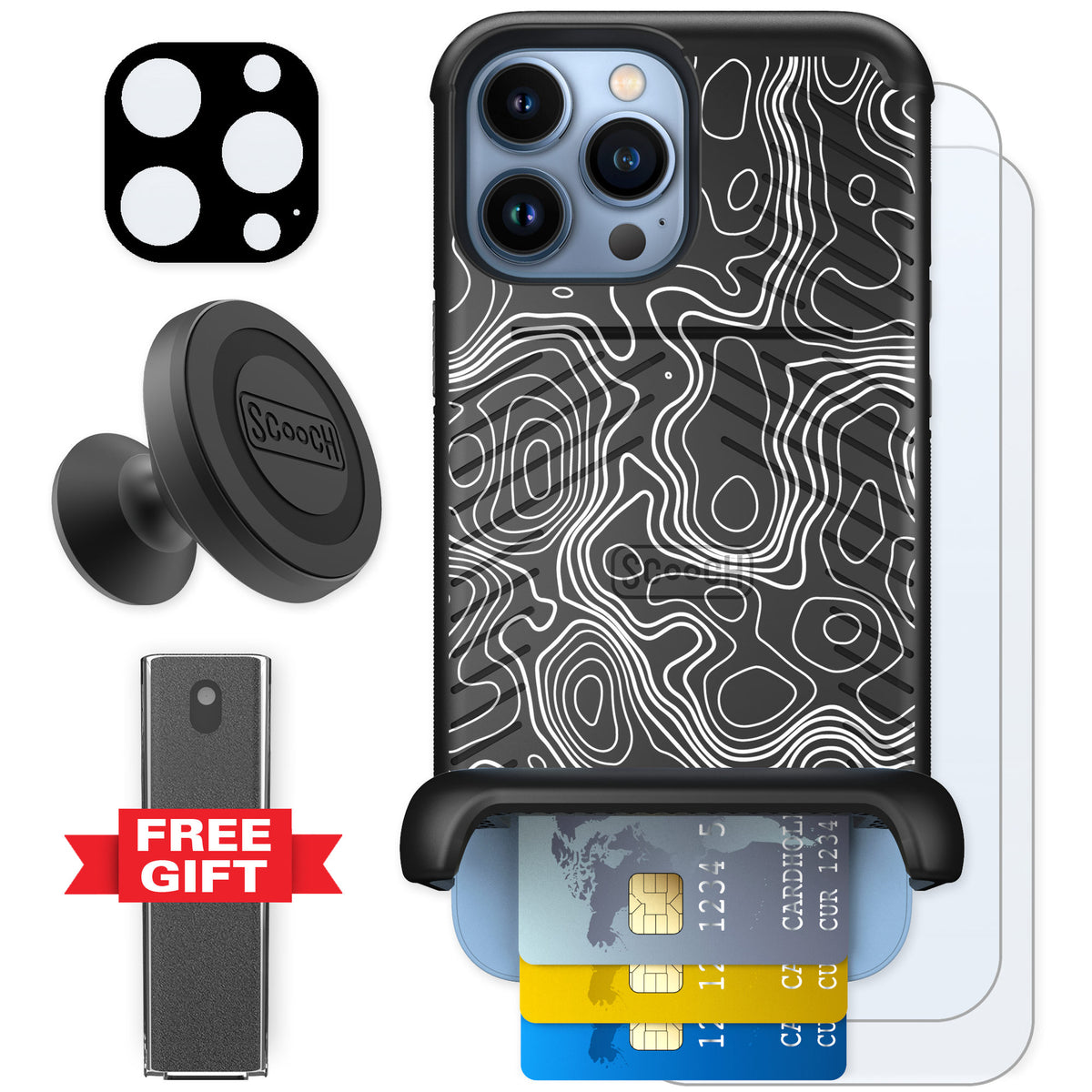 Scooch Wingmate Topography for iPhone 13 Pro Max — Defender Bundle