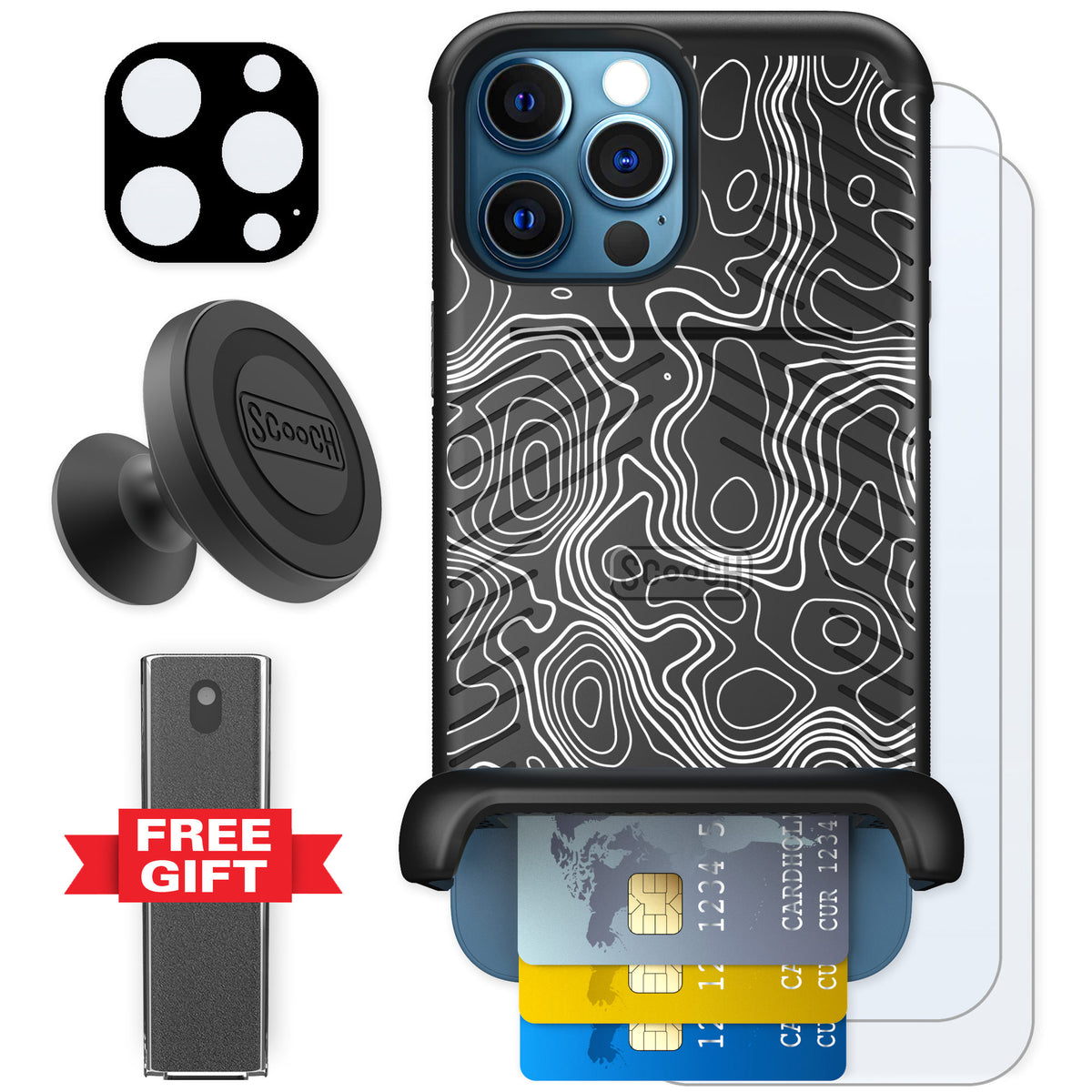 Scooch Wingmate Topography for iPhone 12 Pro — Defender Bundle