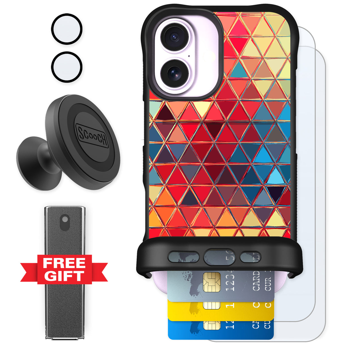Scooch Wingmate Festive Glass for iPhone 17 — Defender Bundle